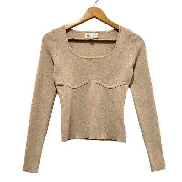 Line & Dot Long Sleeve Sweater, Sand, Small - Picture 4 of 5